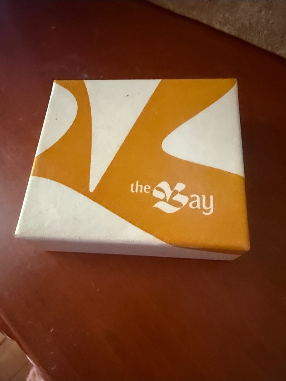 Vintage HBC The Bay jewelry Box - White & Orange